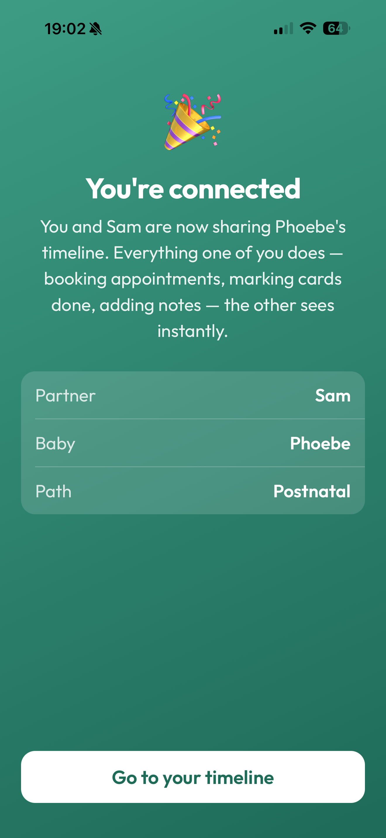 You're connected - sharing the timeline