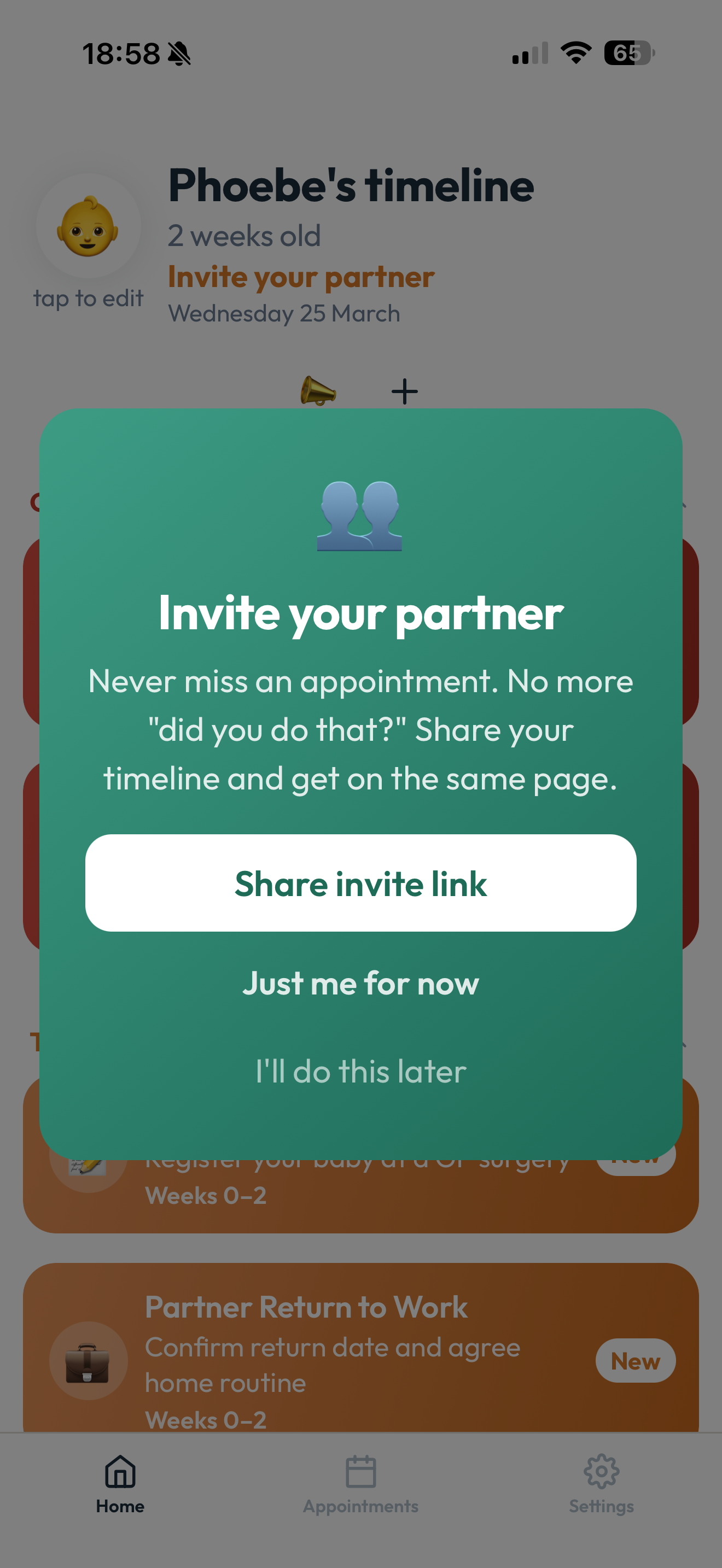 Invite your partner with a link