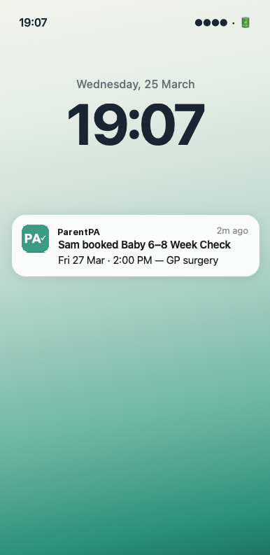Partner activity notification on lock screen